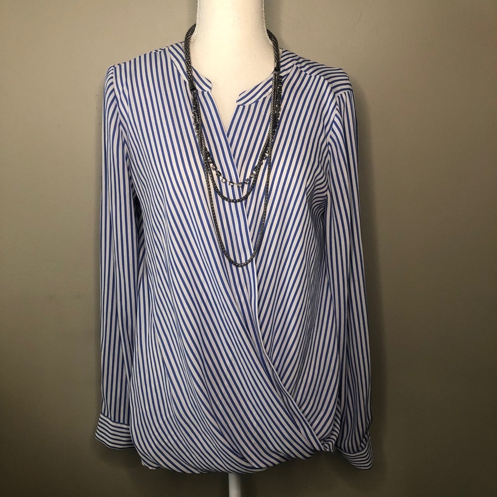 Ann taylor pin strip blouse size medium